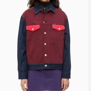Calvin Klein Classic Colorblock Denim trucker Jacket size small premium denim